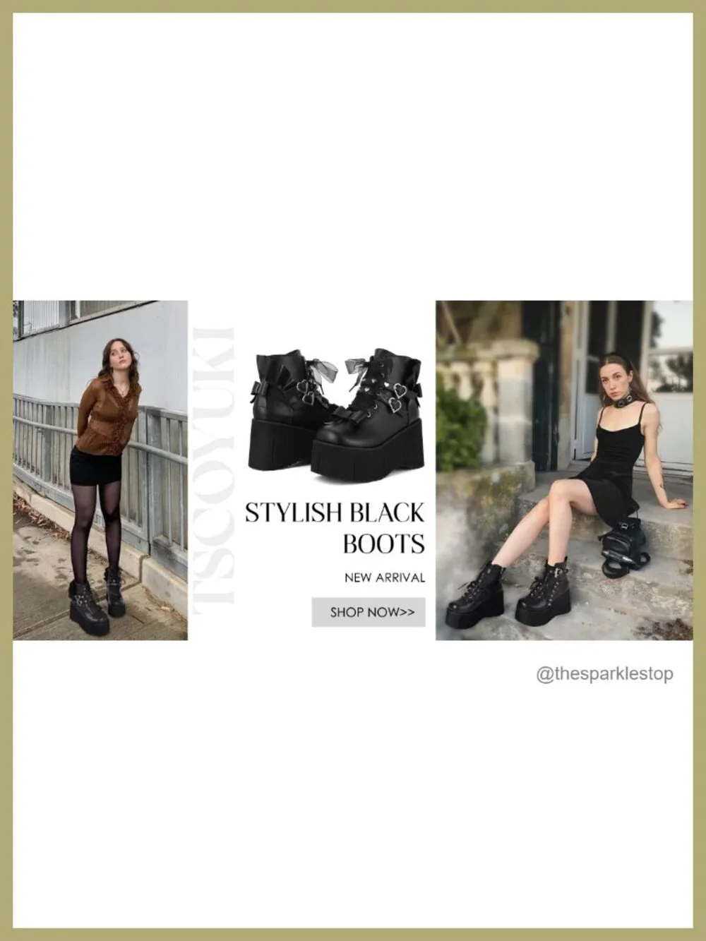 Goth Platform Wedge Booties Chunky Heel Lace Up Vegan PU Leather Ankle Boots